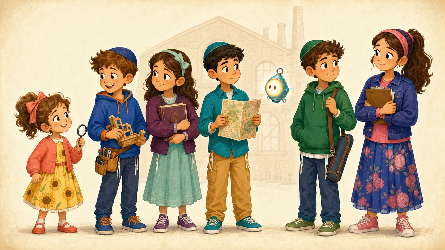Tali, Mendy, Mushkie, Ari, Dee, Yossi, and Nitzotz together